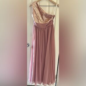 Azazie Sidney Sequin Bodice Formal Gown in Dusty Rose J14 NWT